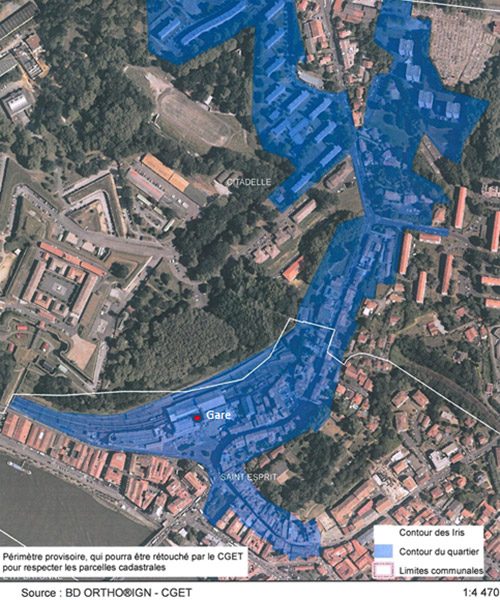 Carte du quartier Maubec-Citadelle à Bayonne